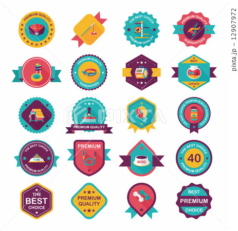Pet badge flat banner design background set, eps10 12907972