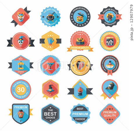 Halloween badge banner design flat background set, eps10 12907979