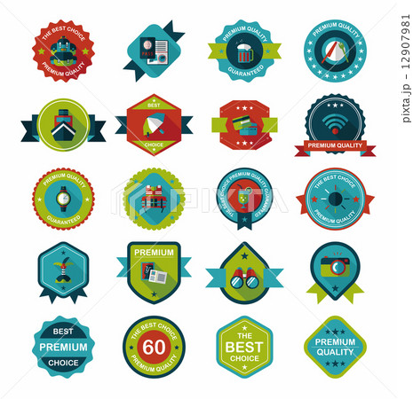 Travel badge banner design flat background set, eps10 12907981