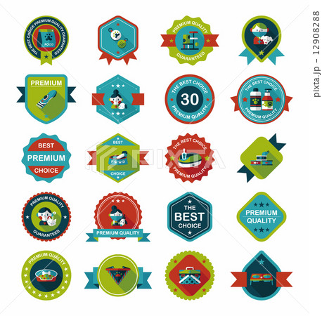 Pet badge flat banner design background set, eps10 12908288
