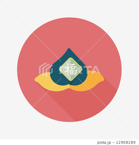 Chinese New Year peaches of immortality flat icon with long shad 12908289
