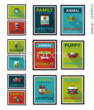 Pet poster flat banner design background set, eps10 Pet poster flat banner design background set, eps10 12908473