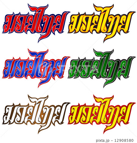 text Muay thai on thai boxing shorts over white background   12908580