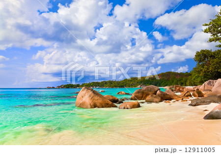 Beach Anse Lazio at island Praslin, Seychelles Beach Anse Lazio at island Praslin, Seychelles 12911005
