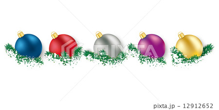 5 Colored Christmas Baubles  Green Twigs 12912652