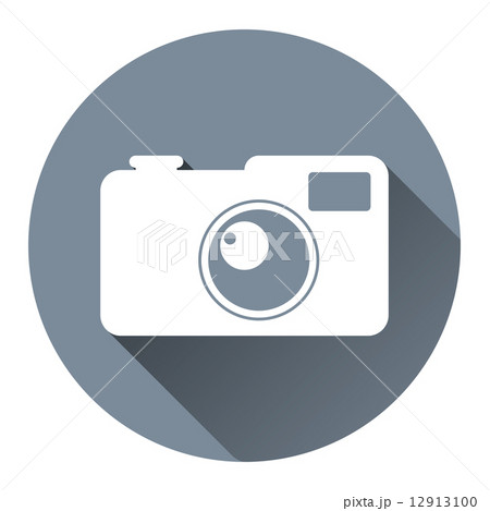 Hipster Photo Camera Icon Flat Design Style, Circle Frame, Long 12913100