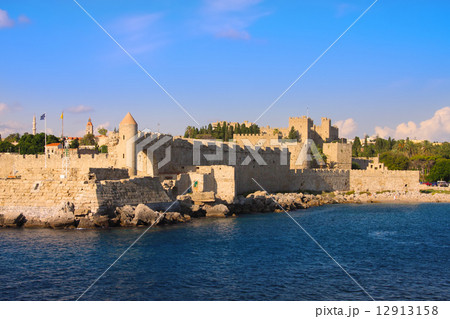 Greece. Rhodes. An ancient fortification round an old city.. 12913158