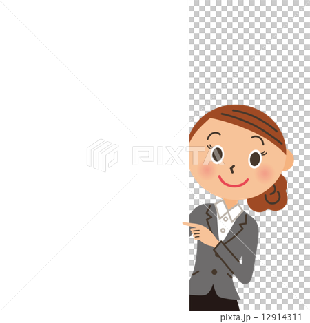 女性会社員とメッセージボード 12914311