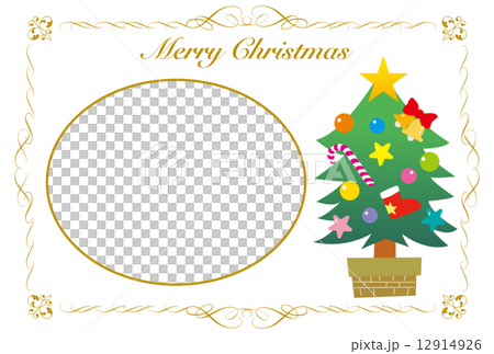 クリスマスカードのフォトフレームのイラスト素材