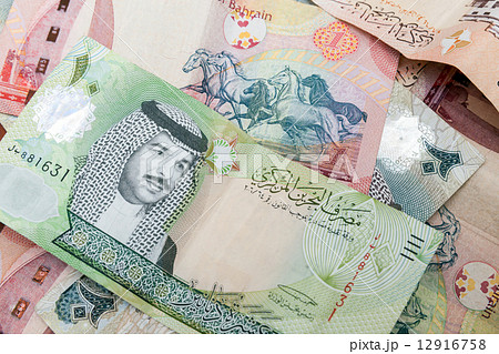 Modern Bahrain dinars banknotes, closeup background 12916758