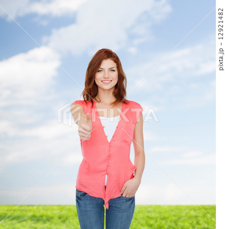 smiling teenage girl in casual clothes smiling teenage girl in casual clothes 12921482