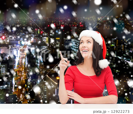 smiling woman in santa helper hat smiling woman in santa helper hat 12922273