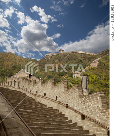 View of one of the most scenic sections of the Great Wall of China, north of Beijing View of one of the most scenic sections of the Great Wall of China, north of Beijing 12925903