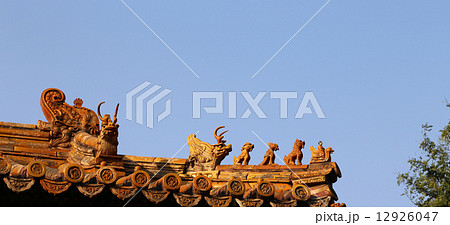 Roof decorations in Yonghe Temple (Lama Temple) in Beijing, China Roof decorations in Yonghe Temple (Lama Temple) in Beijing, China 12926047