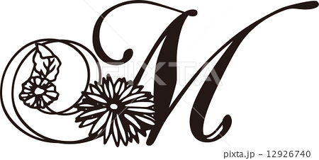Chrysanthemum M Decorative Alphabetのイラスト素材