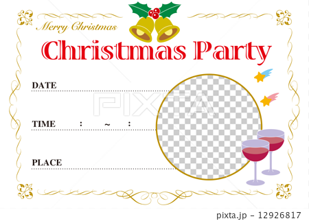 クリスマスパーティの招待状のフォトフレームのイラスト素材