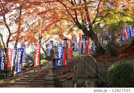 三井寺観音堂の紅葉の写真素材