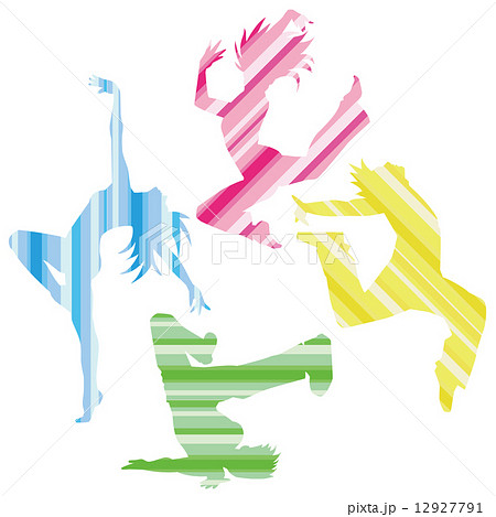 Dance Silhouette Same Color Stripe Stock Illustration