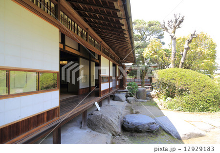 愛媛県新居浜市、住友グループの基礎を確立した広瀬宰平の旧宅・庭園を公園とした「広瀬公園」内の旧宅=「廣瀬記念邸」の庭と新座敷 12929183