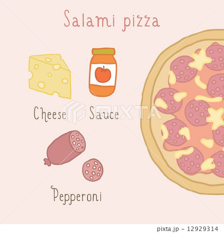Salami pizza ingredients. Salami pizza ingredients. 12929314