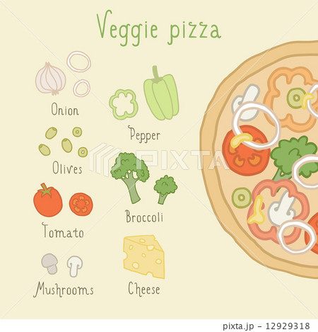 Veggie pizza ingredients.  12929318