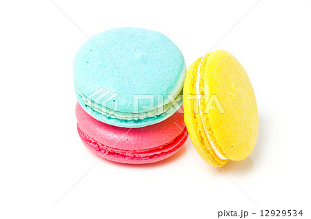 Colorful three macaroons isolated on white. 12929534
