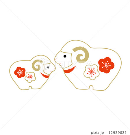 干支 羊の置物(梅) イラスト 干支 羊の置物(梅) イラスト 12929825