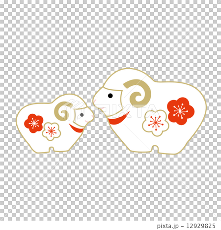 干支 羊の置物(梅) イラスト 干支 羊の置物(梅) イラスト 12929825