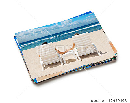 Stack of vacation photos isolated Stack of vacation photos isolated 12930498