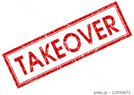 takeover red square stamp isolated on white background 12930872