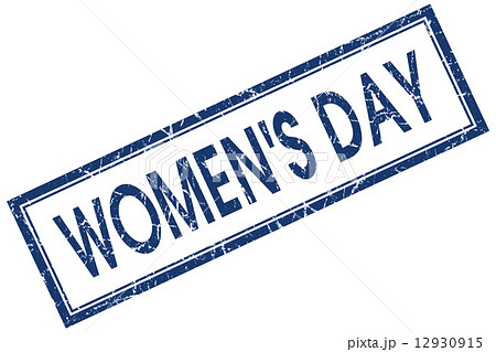 womens day blue square stamp isolated on white background 12930915