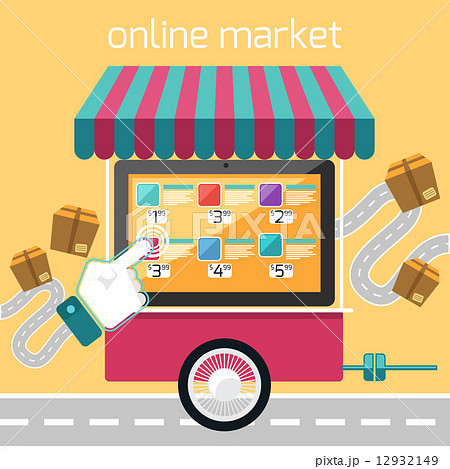 Internet shopping concept smartphone with awning 12932149