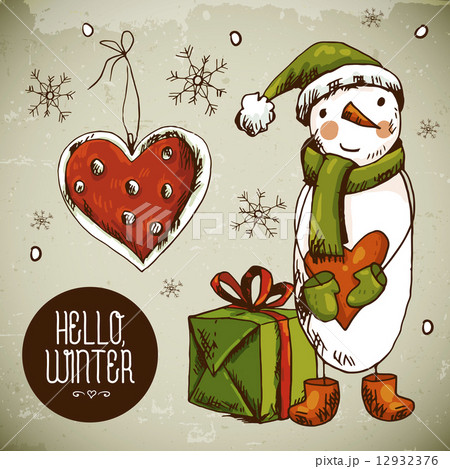 Christmas Greeting Card with snowman 12932376