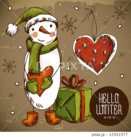 Christmas Greeting Card with snowman 12932377