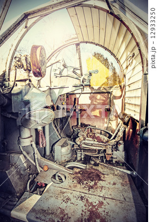 Retro filtered picture of machine gun cockpit. Retro filtered picture of machine gun cockpit. 12933250