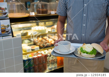 Serving Burger Breakfast with Coffee Serving Burger Breakfast with Coffee 12934185