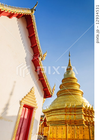 Golden Pagoda at Wat Phra That Hariphunchai , Lamphun Province, 12934531