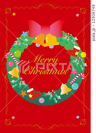 クリスマスリースのクリスマスカード 12936749