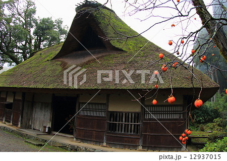 紅葉の竹田川と千古の家 紅葉の竹田川と千古の家 12937015