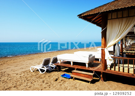 The beach at luxury hotel, Antalya, Turkey 12939252