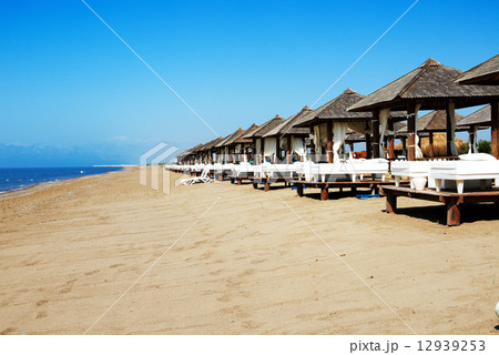 The beach at luxury hotel, Antalya, Turkey 12939253