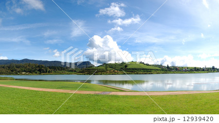 The panorama of lake in Nuwara Eliya, Sri Lanka 12939420