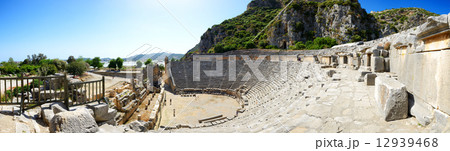 The panorama of ancient amphitheater in Myra, Turkey 12939468