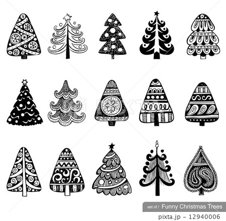 Set of Dreawn Christmas Trees.  12940006
