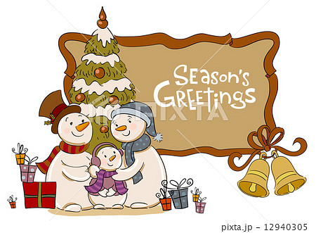 Family of the snowman near to a Christmas fur-tree 12940305