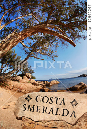 Costa Smeralda with amazing beach in Capriccioli, Sardinia Costa Smeralda with amazing beach in Capriccioli, Sardinia 12942247