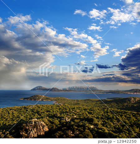 Sardinia coast with famous part of Costa Smeralda with amazing beaches in Italy 12942250