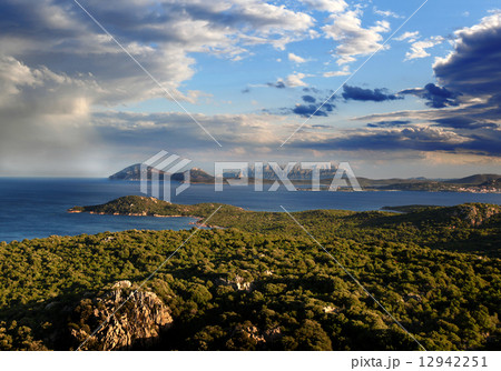 Sardinia coast with famous part of Costa Smeralda with amazing beaches in Italy Sardinia coast with famous part of Costa Smeralda with amazing beaches in Italy 12942251