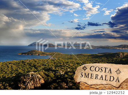 Sardinia coast with famous part of Costa Smeralda with amazing beaches in Italy 12942252