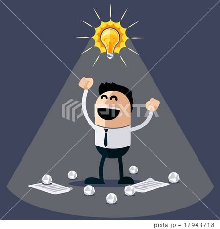 Businessman with ideas. Happy funny character 12943718